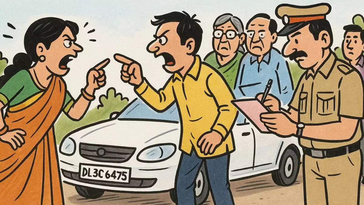 पति-पत्नी की लड़ाई में कूदे ससुराल वाले, दहेज में मिली कार का खूब कटवा रहे चालान