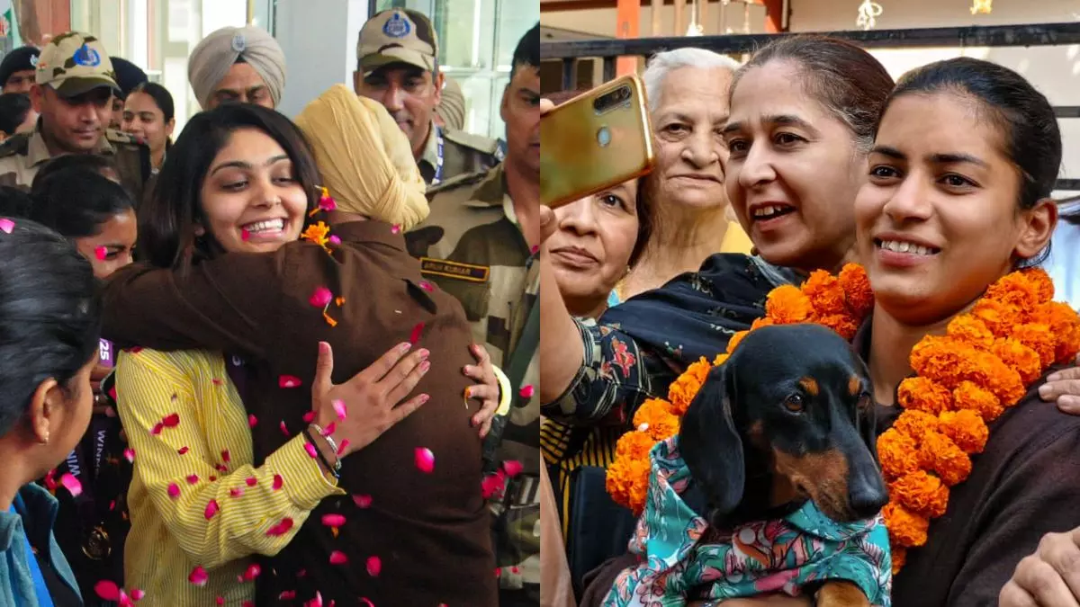 महिला वर्ल्ड कप विनर हरलीन देओल और अमनजोत कौर का मोहाली एयरपोर्ट पर ढोल-नगाड़ों से स्वागत, मान सरकार देगी विशेष सम्मान