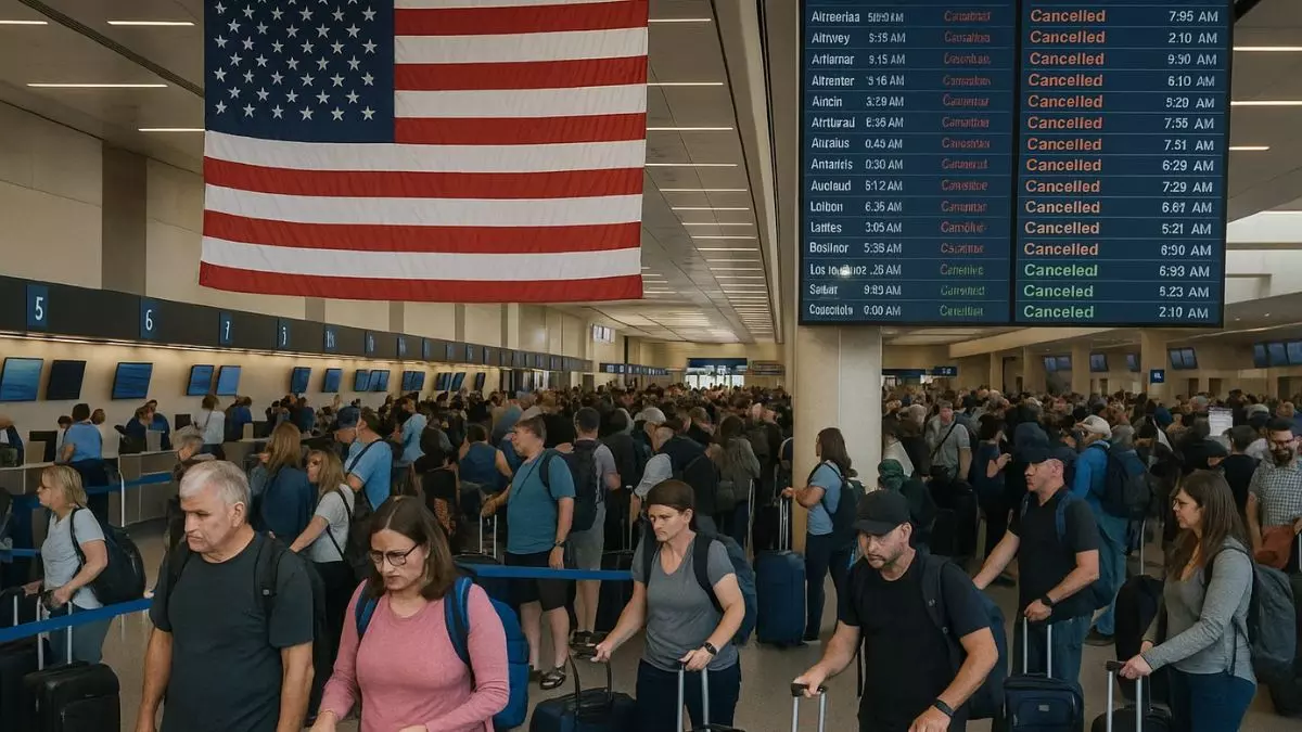 अमेरिका में हवाई संकट गहराया: 40 एयरपोर्ट्स पर 4% फ्लाइट कट, 800 से ज्यादा उड़ानें रद्द- Shutdown के असर से बढ़ी मुश्किलें