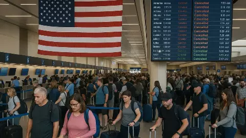 अमेरिका में हवाई संकट गहराया: 40 एयरपोर्ट्स पर 4% फ्लाइट कट, 800 से ज्यादा उड़ानें रद्द- Shutdown के असर से बढ़ी मुश्किलें अमेरिका में हवाई संकट गहराया: 40 एयरपोर्ट्स पर 4% फ्लाइट कट, 800 से ज्यादा उड़ानें रद्द- Shutdown के असर से बढ़ी मुश्किलें