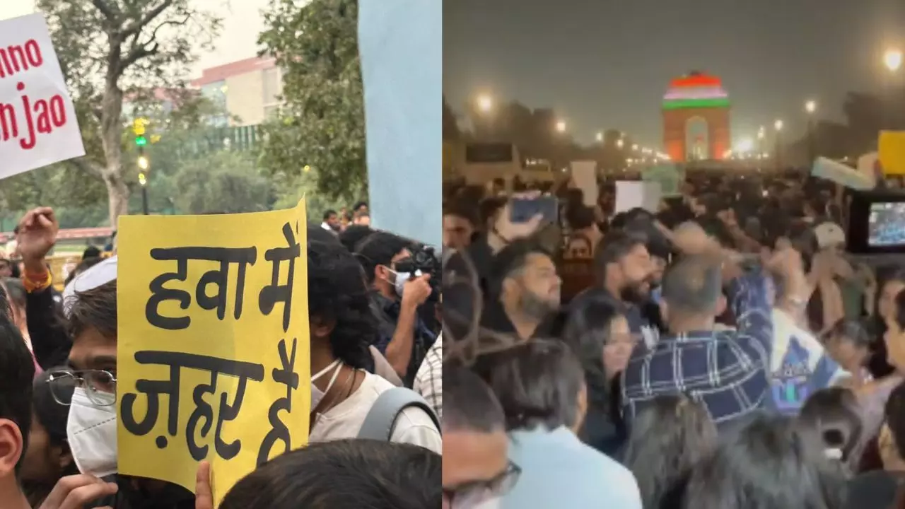 दिल्ली में प्रदूषण पर बवाल! इंडिया गेट की ओर मार्च करते प्रदर्शनकारियों को पुलिस ने रोका, कई हिरासत में- देखें पांच VIDEO