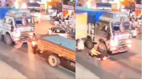 इतनी भी क्या जल्दी! 2 ट्रकों के बीच बाइक घुसाना शख्स को पड़ गया महंगा, Video देख सिहर जाएंगे इतनी भी क्या जल्दी! 2 ट्रकों के बीच बाइक घुसाना शख्स को पड़ गया महंगा, Video देख सिहर जाएंगे