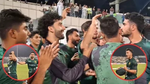 Roars, Hugs और High-fives... भारत A को हराने के बाद बेकाबू हुए पाकिस्तान शाहीन्स के खिलाड़ी, जश्न का वीडियो हो रहा वायरल Roars, Hugs और High-fives... भारत A को हराने के बाद बेकाबू हुए पाकिस्तान शाहीन्स के खिलाड़ी, जश्न का वीडियो हो रहा वायरल