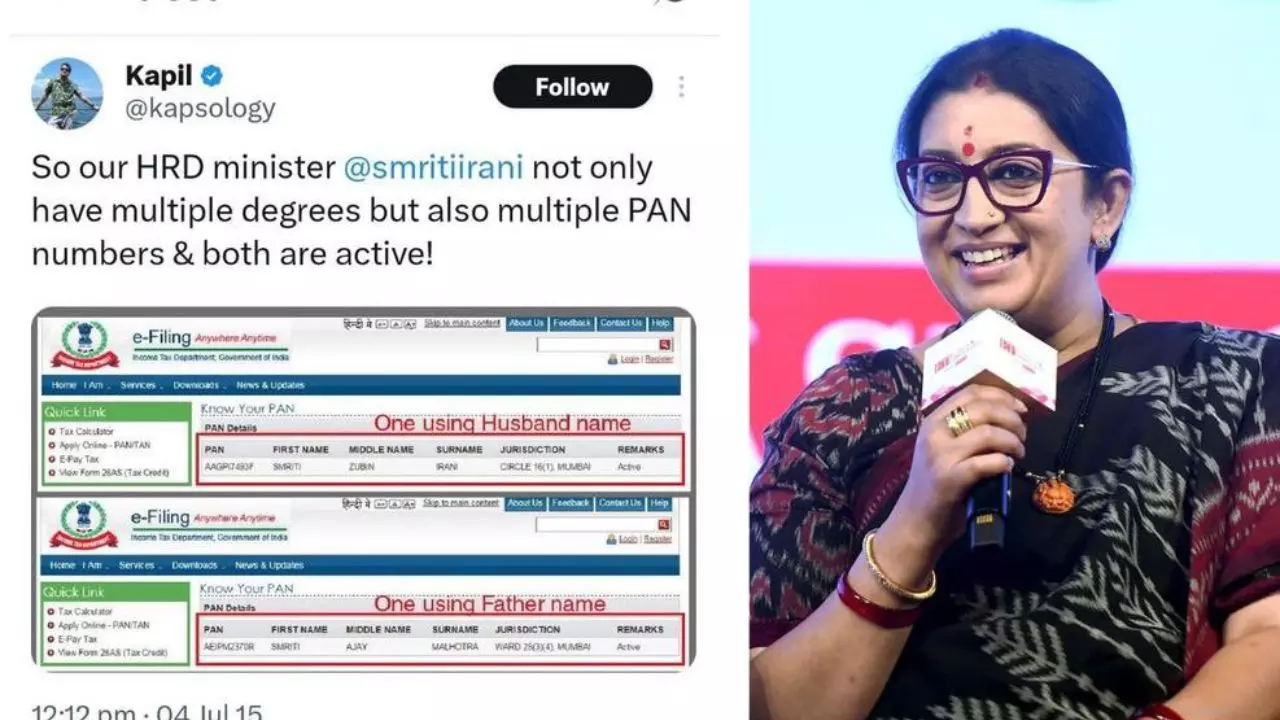 आजम खान ही नहीं स्मृति ईरान के पास भी हैं दो पैन कार्ड? Viral पोस्ट ने सोशल में मचाई हलचल, यूजर्स बोले- दोगला कानून