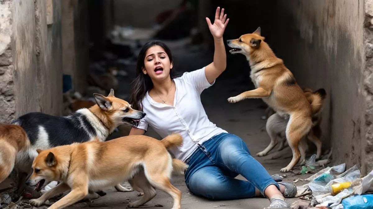MP में अकेली युवती पर आवारा कुत्तों ने किया हमला, CCTV में कैद हुई घटना