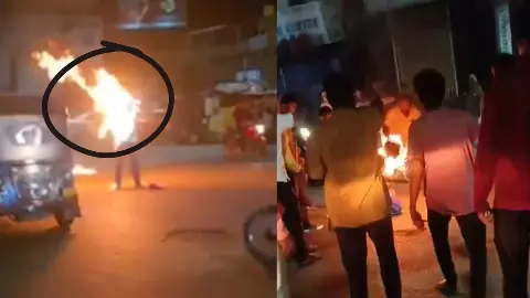 ट्रैफिक पुलिस पर उत्पीड़न का आरोप लगाकर ऑटो ड्राइवर ने खुद को लगाई आग, दिल दहला देने वाला Video आया सामने