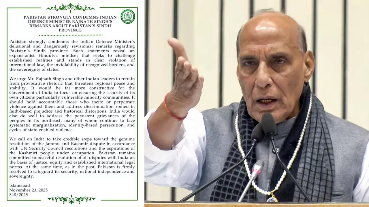 पाकिस्तान को चुभ गई रक्षामंत्री की बात! राजनाथ सिंह के सिंध बयान पर PAK ने कहा- क्षेत्रीय शांति और स्थिरता के लिए ख़तरा