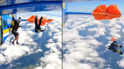 मौत को छूकर टक से वापस.... अचानक प्लेन के फ्लैप पर फंसा पैराशूट, फिर 15000 फीट हवा में झूलता रहा स्काईडाइवर, वीडियो देख लोगों की रूकी सांसे मौत को छूकर टक से वापस.... अचानक प्लेन के फ्लैप पर फंसा पैराशूट, फिर 15000 फीट हवा में झूलता रहा स्काईडाइवर, वीडियो देख लोगों की रूकी सांसे