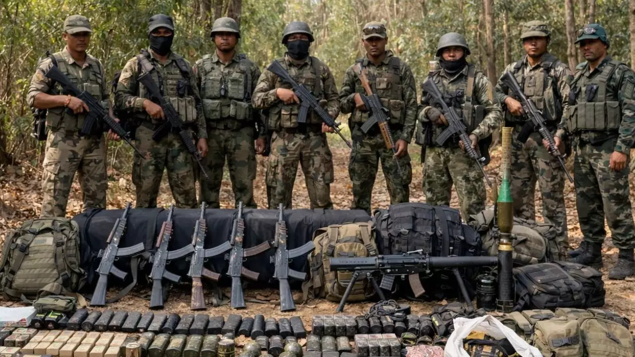 छत्तीसगढ़ में सुरक्षाबलों की बड़ी सफलता, 5 लाख का इनामी माओवादी ढेर; भारी मात्रा में हथियार बरामद