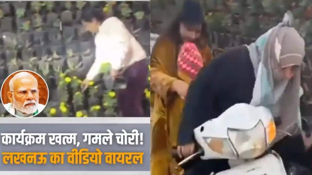 नवाबों के शहर में गजब की लूट! PM मोदी का कार्यक्रम खत्म होते ही गमलों पर टूट पड़ी चोरों की बारात- देखिए VIDEO