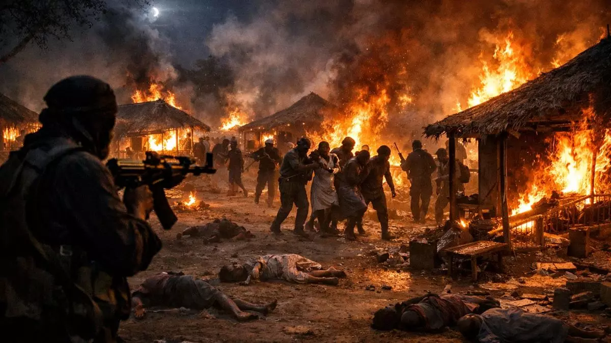 रात के अंधेरे में बंदूक से लैश लोगों ने गांव में किया हमला, बाजार और घर फूंके; 30 ग्रामीणों की मौत-कई अगवा