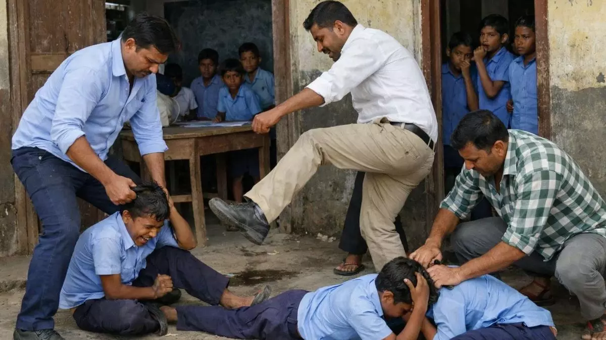 बिहार में अब डकार लेना भी गुनाह हो गया! शिक्षकों ने क्लासरूम से छात्रों को बाहर निकाला, फिर जमीन पर पटक-पटककर पीटा