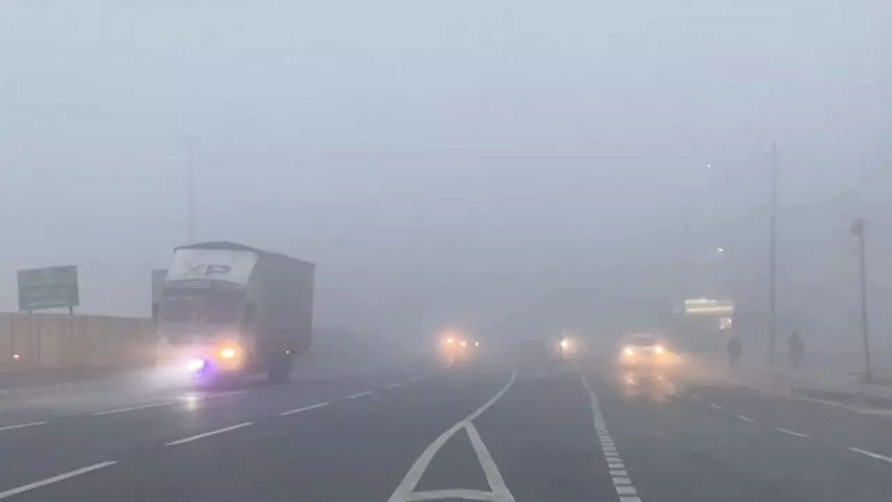 दिल्ली-एनसीआर में शीतलहर और कोहरा, 4 राज्यों में भारी बारिश का रेड अलर्ट; कश्मीर में जमी डल झील