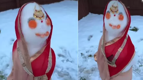 मिलिए बर्फजीत कौर से! बर्फ से बनी देसी स्नो वुमन ने इंटरनेट पर मचाई धूम, यूजर्स ने रखे मजेदार नाम | Video Viral