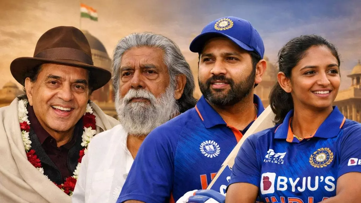 Padma Awards 2026 के लिए 131 नामों का एलान, रोहित शर्मा-अलका याज्ञनिक समेत कई दिग्गज शामिल; देखें पूरी लिस्ट। Padma Awards 2026 Full List: Dharmendra Awarded Padma Vibhushan, Shibu ...