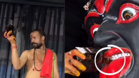 मां काली की मूर्ति के मुंह में शराब डालते पुजारी का वीडियो वायरल, हिंदू परंपराओं पर उठा सवाल; यूजर्स बोले- पोंगा पंडित का ढोंग