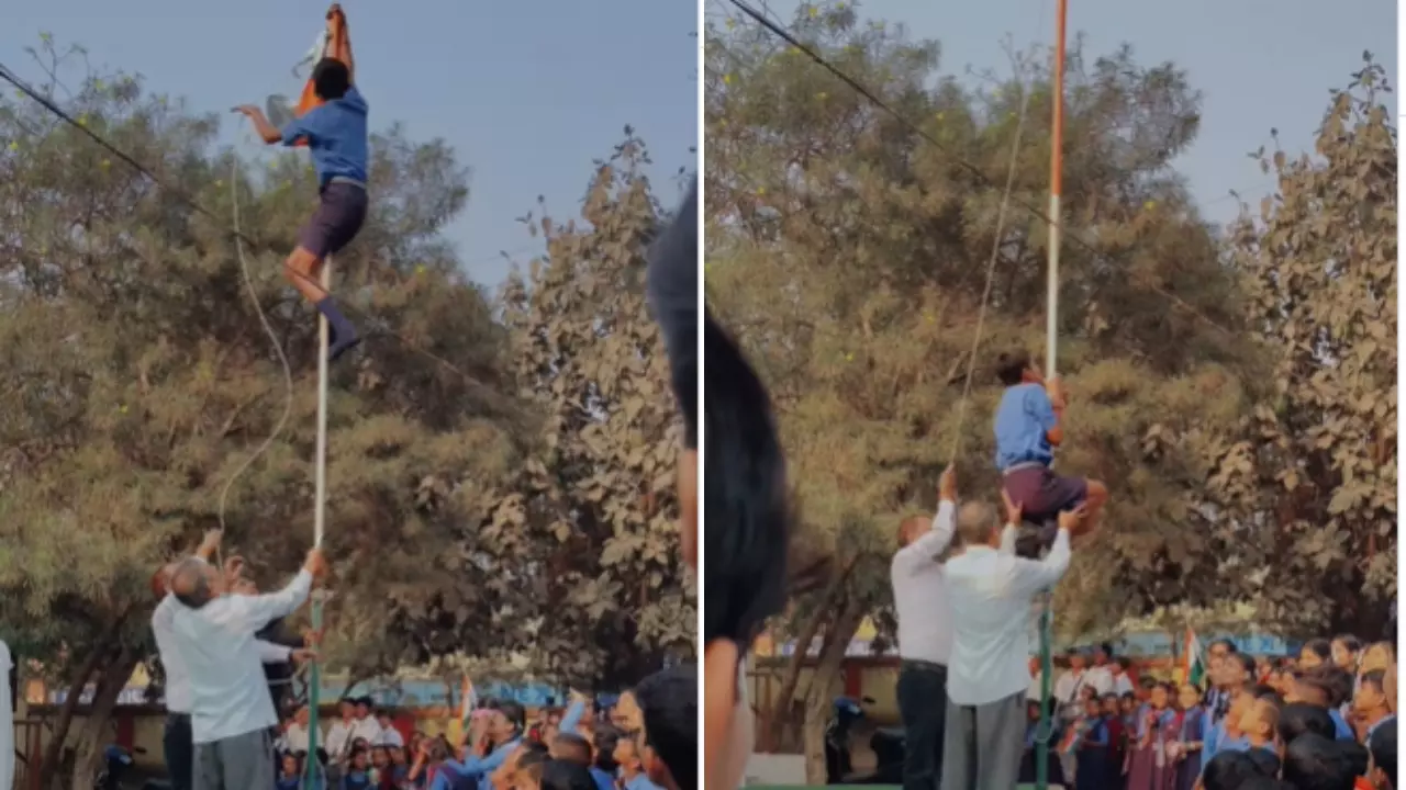 तिरंगा उलझा, जागा जज्बा! दुर्ग में छात्र की फुर्ती ने जीत लिया दिल, तिरंगे की शान पर नहीं आने दी आंच! Video वायरल