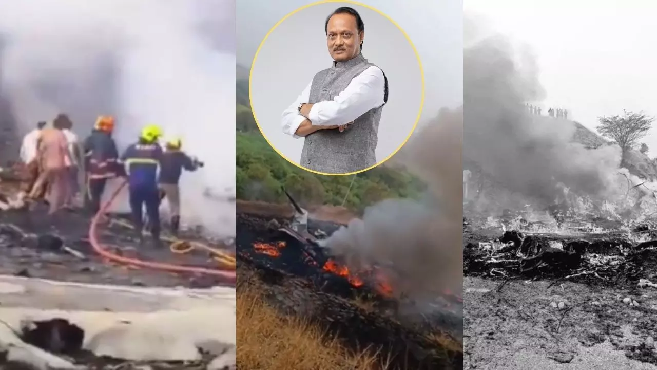 ajit pawar plane crash video