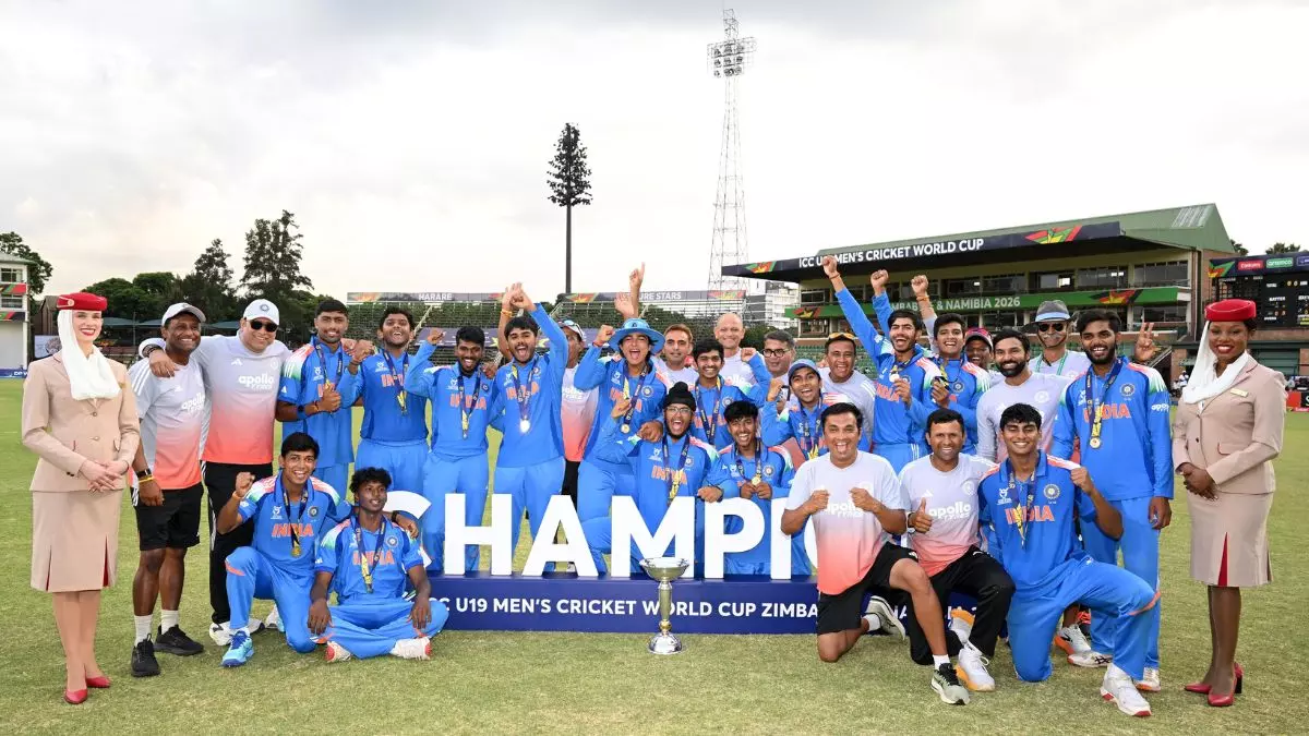 under 19 cricket team with world cup 2026 trophy