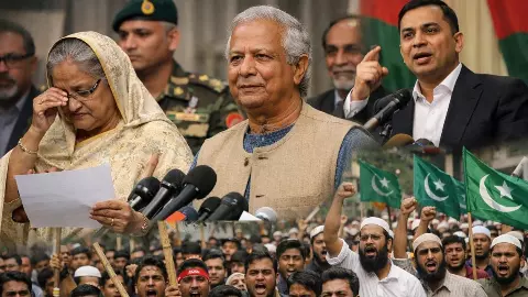 Bangladesh Election 2026 hasina yunus tarique photo