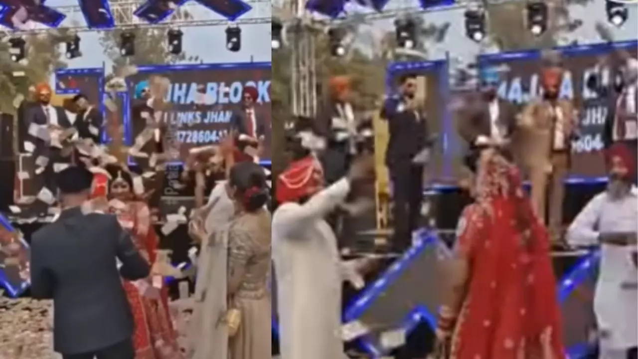 Punjabi wedding 8.5 crore cash shower viral video