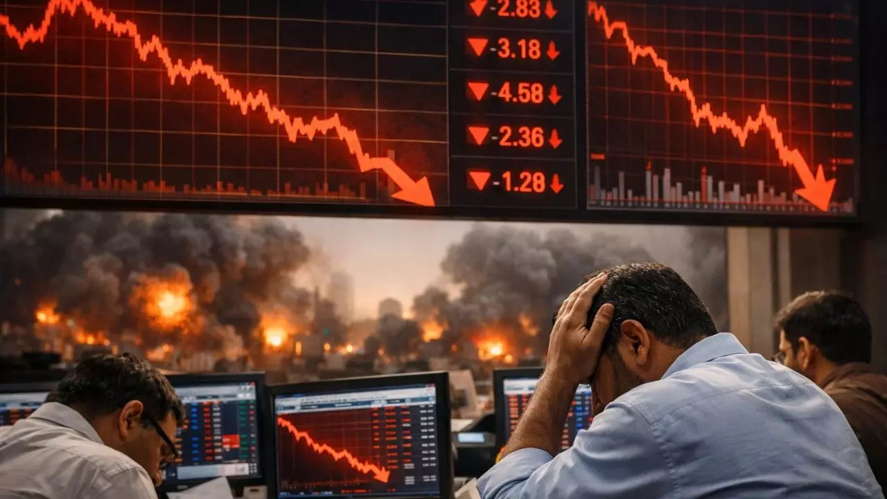 iran war impact sensex crash nifty falls brent crude surges