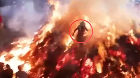 Holika Dahan man Fire Walk Video Viral