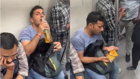 Delhi Metro में शराब के घूंट लगाते शख्स का वीडियो वायरल, चखना भी खाता आया नजर
