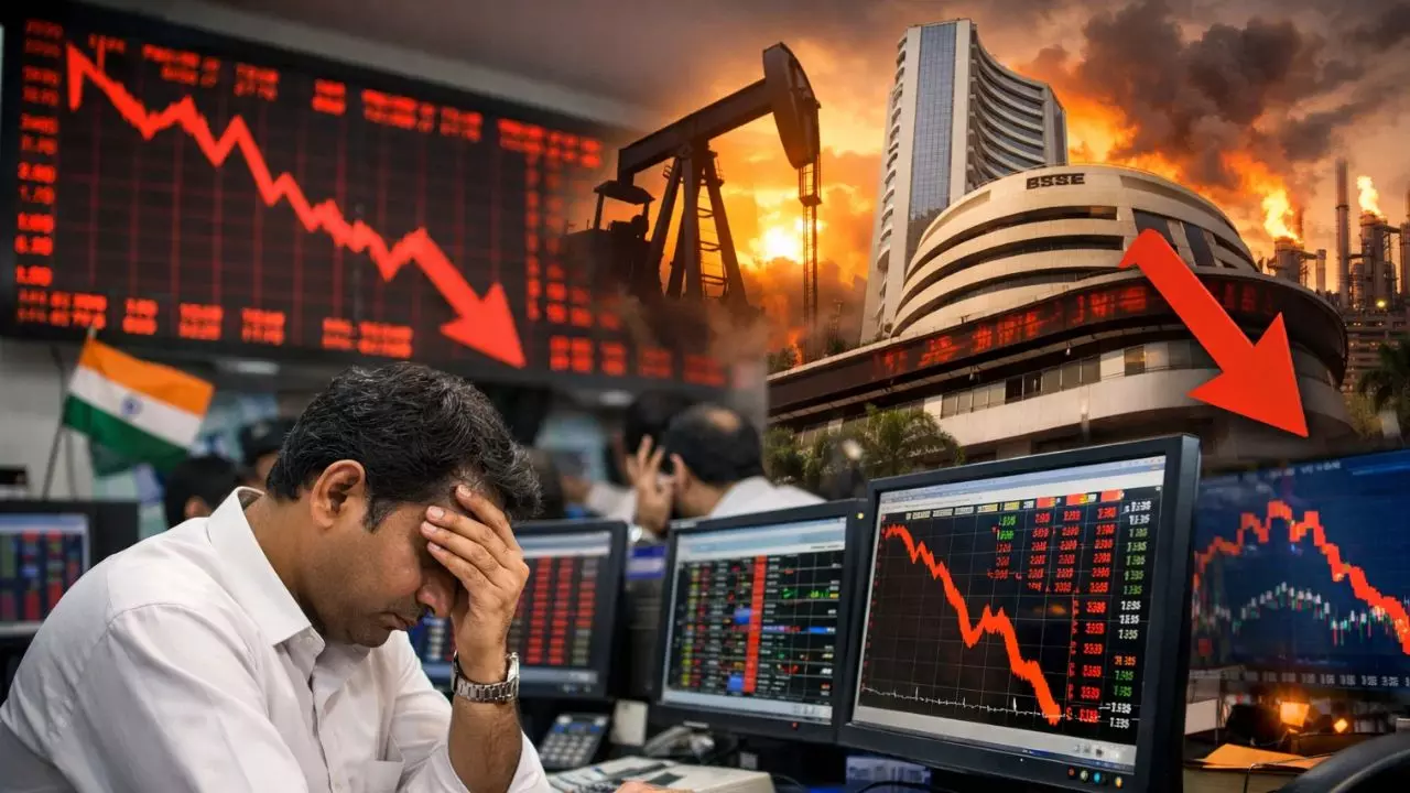 युद्ध और तेल की कीमतों में दबाव के बीच शेयर बाजार में मचा हाहाकार, निफ्टी 24,000 से नीचे; सेंसेक्स 2,000 अंक फिसला