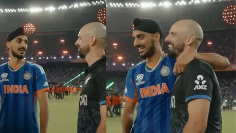 arshdeep singh daryl mitchell t20 world cup 2026 final spirit of cricket video