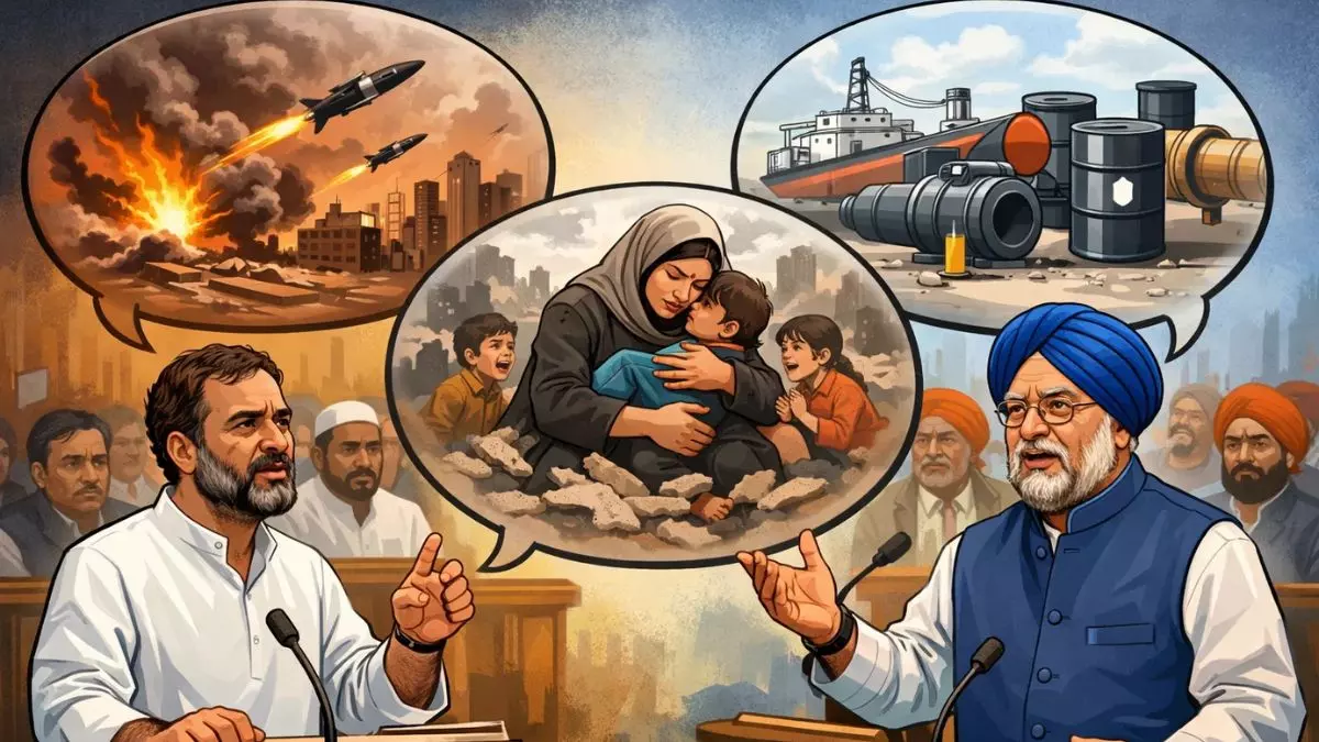 Oil Crisis Debate in Parliament rahul gandhi hardeep puri photo