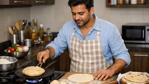 man making roti