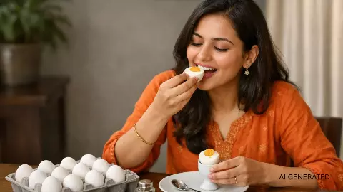 women eating egg