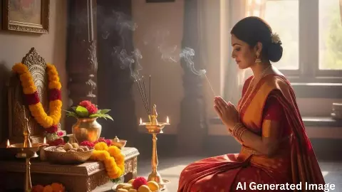 woman doing puja