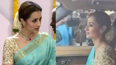 CM विजय के शपथ ग्रहण में छाईं Trisha Krishnan, नीली सिल्क साड़ी और रॉयल लुक ने लूटी लाइमलाइट