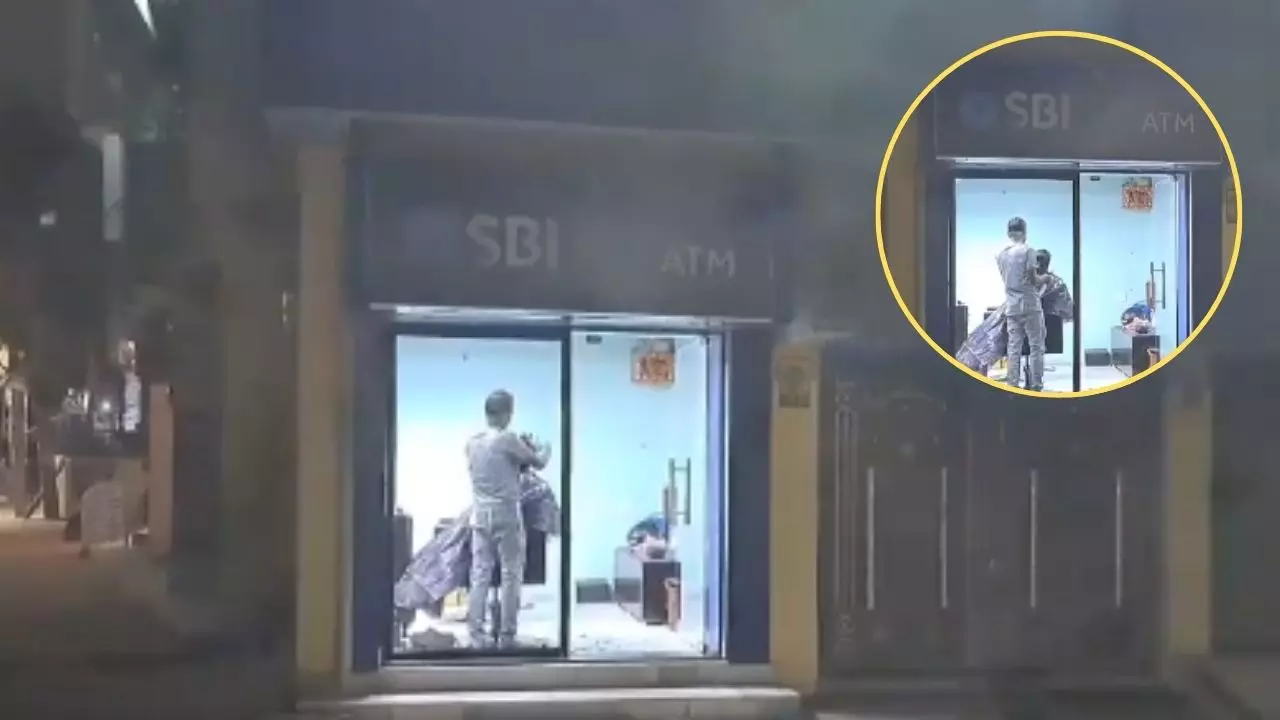 sbi atm hair cutting salon