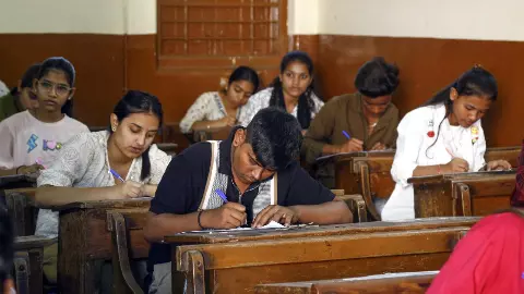 student giving exam