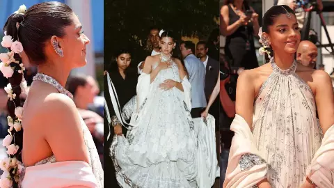 Cannes 2026 में छाईं पाकिस्तानी एक्ट्रेस Sanam Saeed, मांग टीका, बालों में गजरा और पीकॉक से इंस्पायर्ड रहा लुक