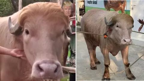 VIDEO: ढाका के बाजार में ईद से पहले ट्रंपऔर नेतन्याहू नाम के दो भैंसे वायरल, हेयरस्टाइल देख यूजर्स ने दिया गजब का रिएक्शन