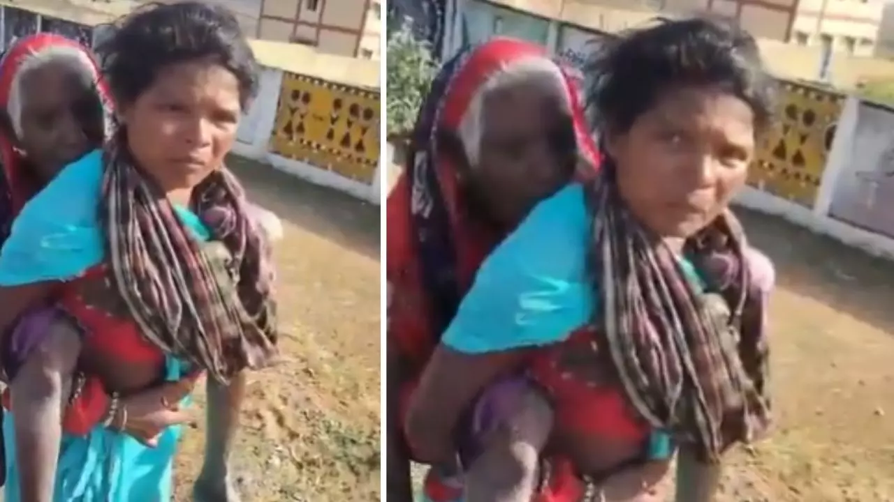 woman carries mother in law