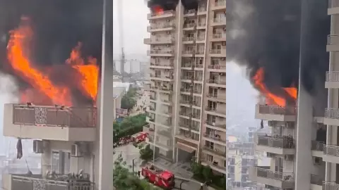 Noida  IVY County society Fire Viral Video