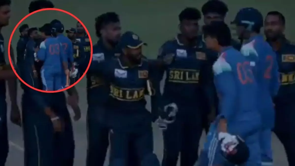 Ind v vs sl a tri nation series match controversy Vishen Halambage and Vaibhav Sooryavanshi video viral