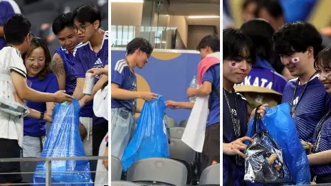 japanese fans stadium clean up viral video