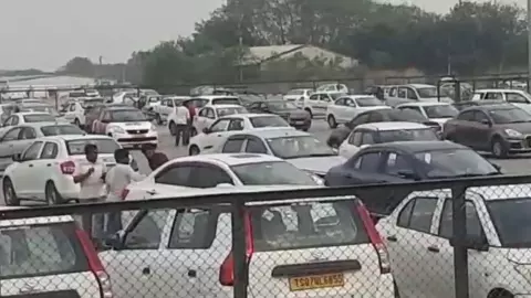 hyderabad airport cab drivers protest