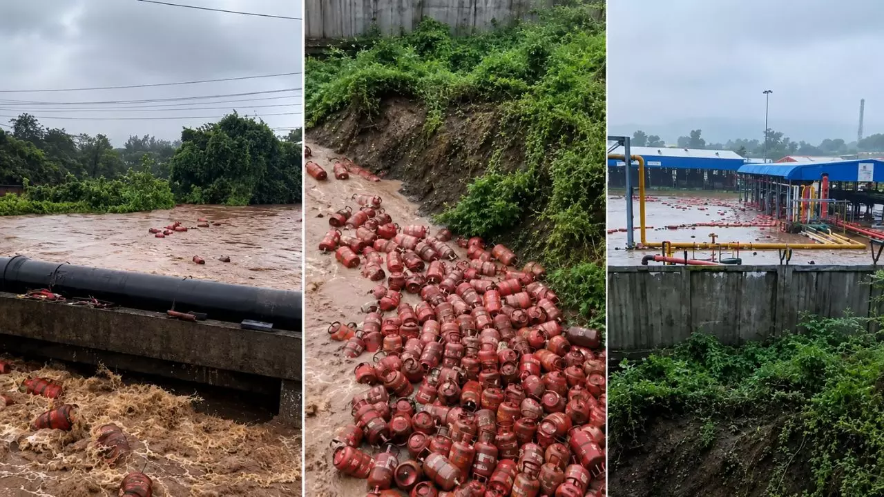 LPG Cylinders Washed Away viral video