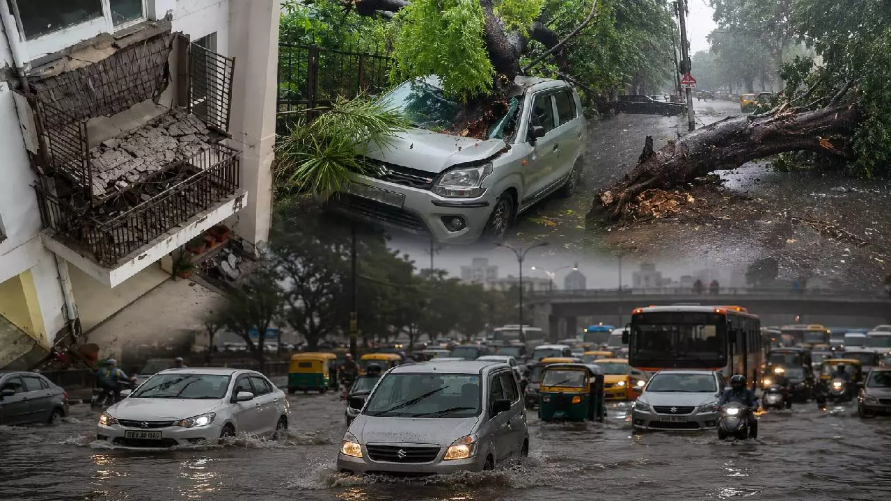 Delhi-NCR में बारिश का तांडव! पानी में डूबी सड़कें, इमारत गिरने से 3 की मौत, घंटों जाम... 10 Videos में देखिए पूरा मंजर