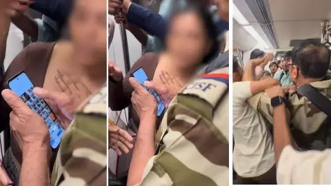 मेट्रो में CISF जवान पर महिला की चुपके से फोटो लेने का आरोप, पिस्टल दिखाने से मचा हड़कंप; लोगों ने कॉलर पकड़कर किया बाहर! VIDEO