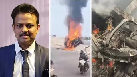 VIDEO: डिवाइडर से टकराई कार और बन गई आग का गोला, गाड़ी के अंदर ही जिंदा जल गए न्यूरोसर्जन के डॉक्टर VIDEO: डिवाइडर से टकराई कार और बन गई आग का गोला, गाड़ी के अंदर ही जिंदा जल गए न्यूरोसर्जन के डॉक्टर