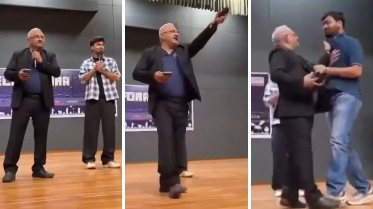 Nirma University Ahmedabad Viral Video: Professor Grabs Students Collar at Rajat Sood Comedy Show