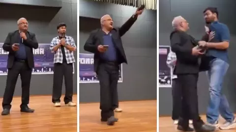 Nirma University Ahmedabad Viral Video: Professor Grabs Students Collar at Rajat Sood Comedy Show